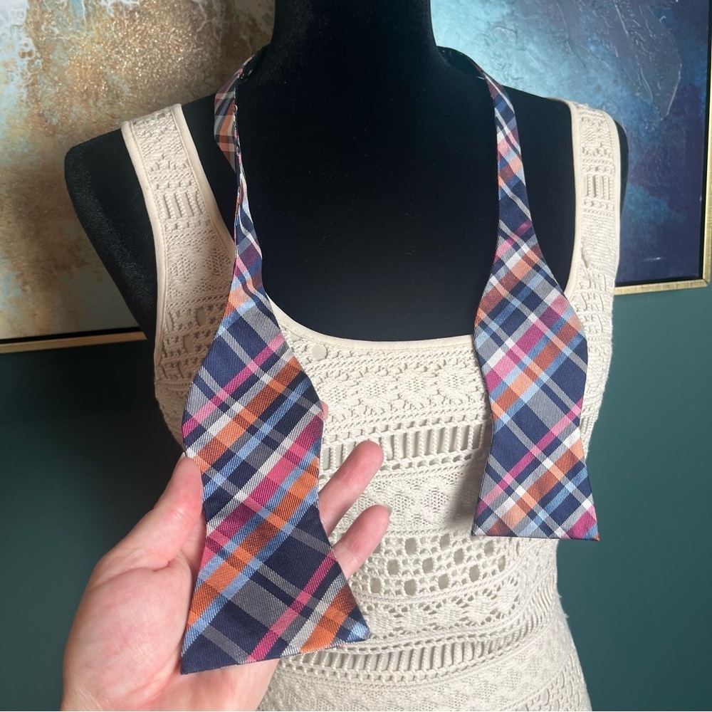 Tommy Hilfiger Plaid Self-Tie Bow Tie - Picture 2 of 5